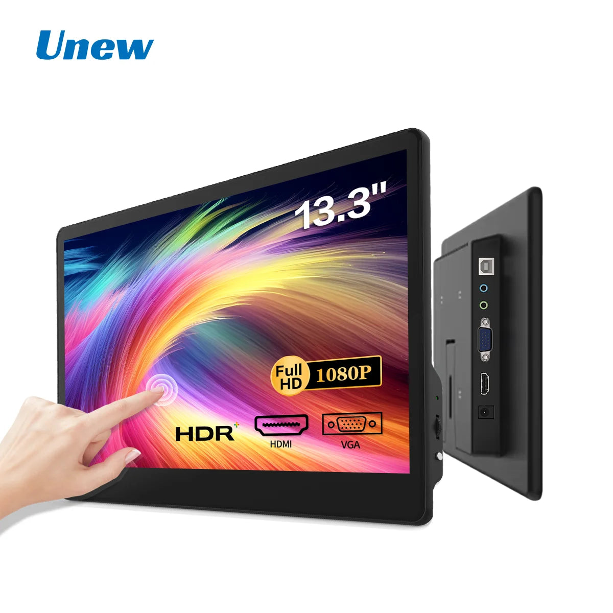13.3" FHD 1080P Touch Portable Monitor | 10-Point Capacitive Touch Display Built-in Speakers