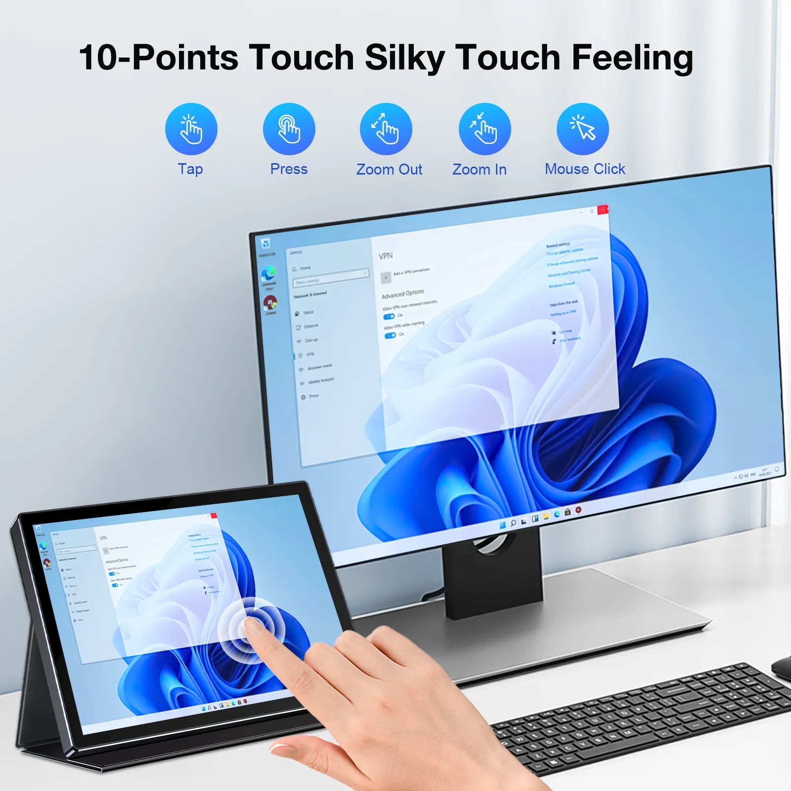 10.1" 1920×1200 Touch Portable IPS Monitor | Type-C & HDMI With Protective Leather Case-5