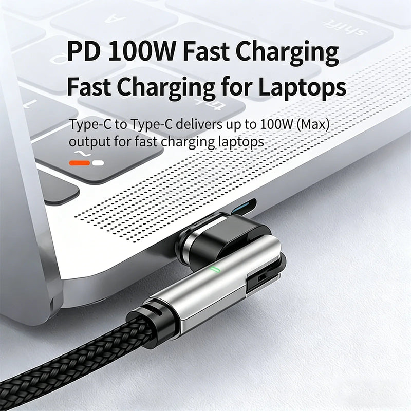 100W PD Magnetic Charging Cable 180° Rotatable Braided Fast Charging Cable Type C Lightning Micro USB 3 In 1 For iPhone Android-5