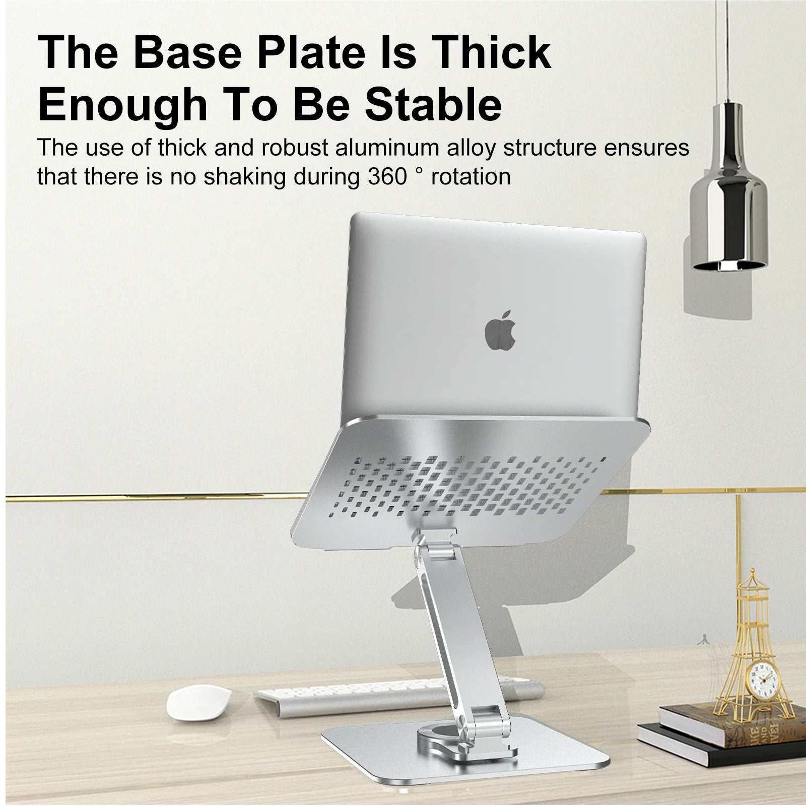 360° Rotatable Stand Metal Aluminum For Laptop Holder Adjustable Anti-Slip Silicone Base Stability for Tablet ﻿Portable Monitor-4