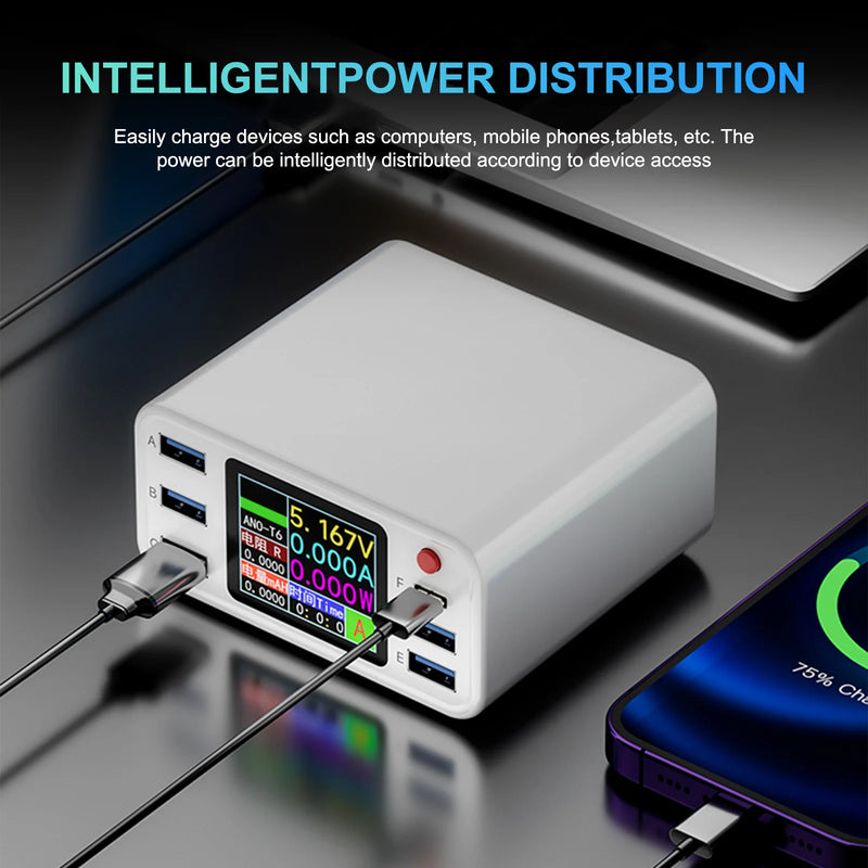 6-Port USB C Desktop Fast Charger | PD3.0 PPS QC3.0 Multi-Device Charging Station for iPhone Samsung MacBook Tablets-5
