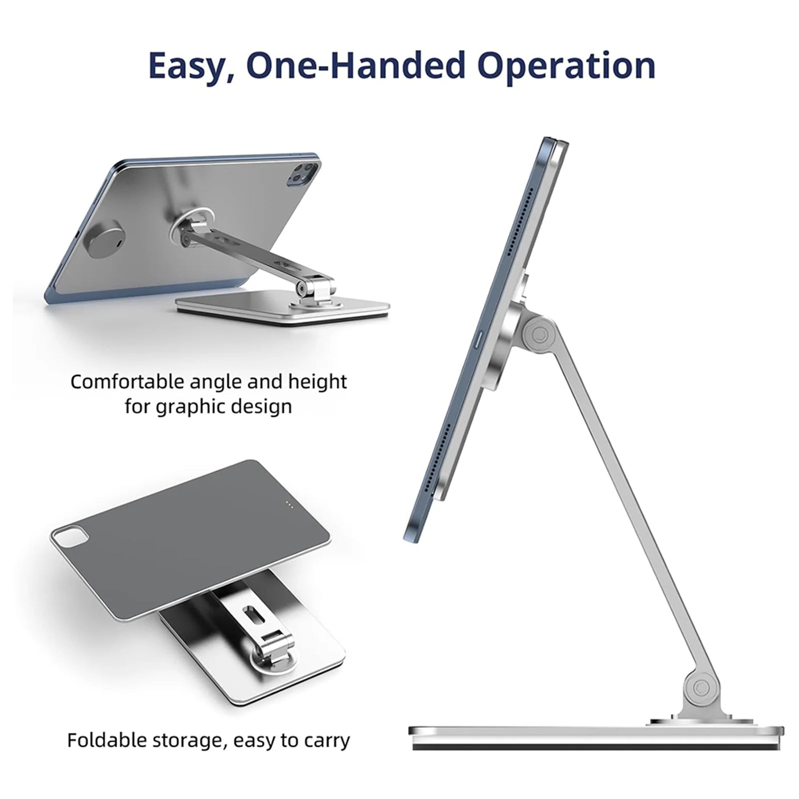 Magnetic iPad Stand 360° Rotation Foldable Aluminum Holder for iPad Air 10.9/11 & Pro 11 Adjustable Desk Mount Wireless Charging-6