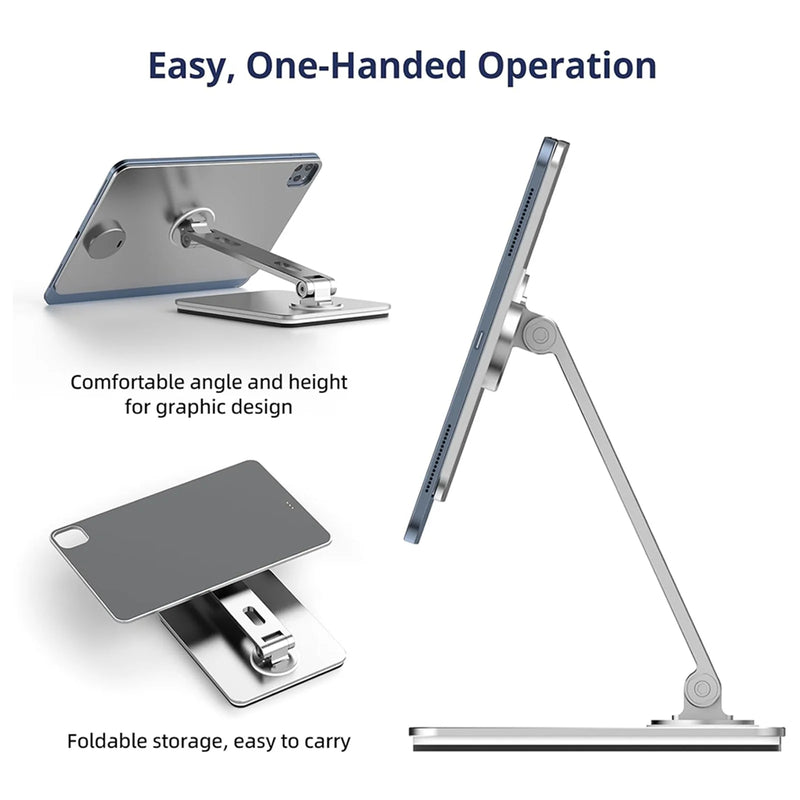 Magnetic iPad Stand 360° Rotation Foldable Aluminum Holder for iPad Air 10.9/11 & Pro 11 Adjustable Desk Mount Wireless Charging-6