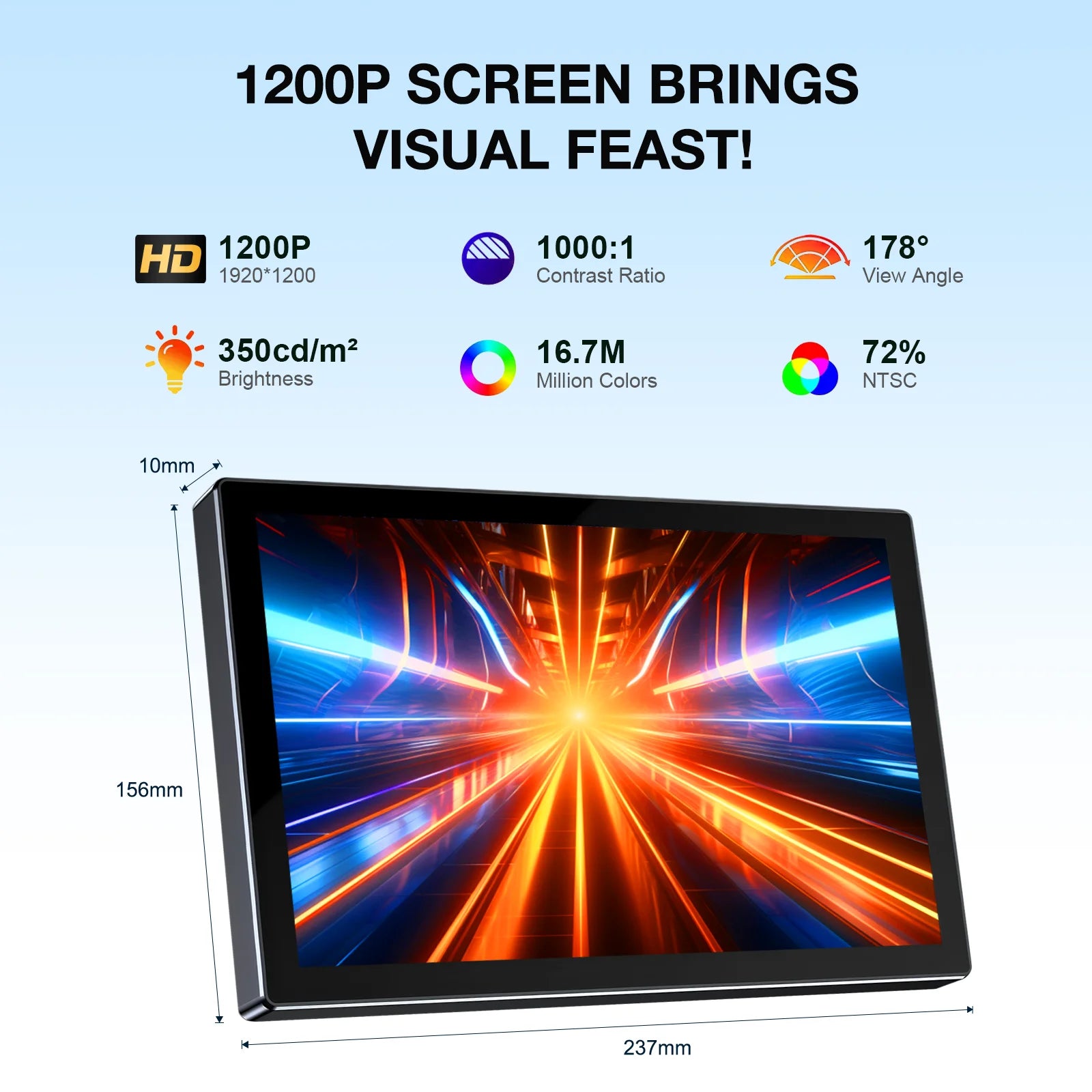 10.1" 1920×1200 Touch Portable IPS Monitor | Type-C & HDMI With Protective Leather Case-3