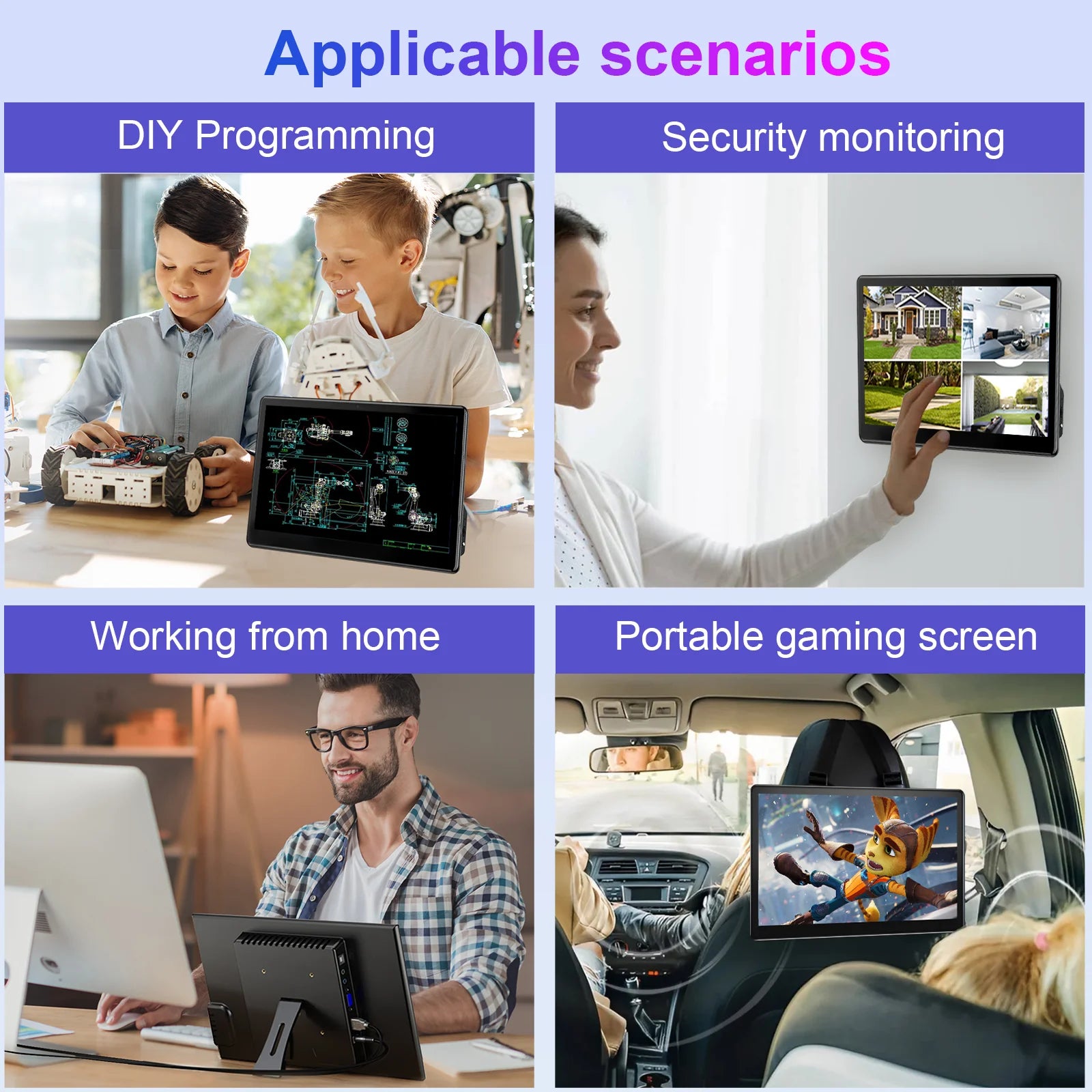 13.3 inch Touch Screen Monitor FHD 1920X1080 Suitable for Phone Laptop Inside Speaker Compatible with HDMI VGA USB Type-C-5