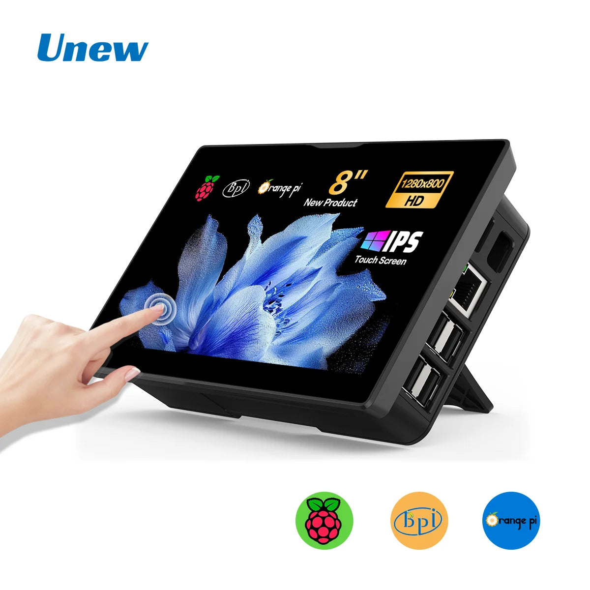 8" Raspberry Pi All-in-One Touch Monitor | 1280×800 16:10 IPS Built-in Cooling Fan & Speakers