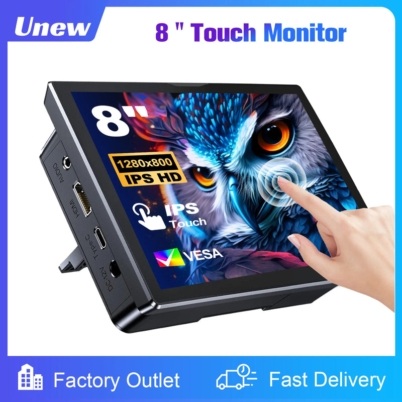 8 inch  Touch Monitor 1280x800P 16:10 Widescreen Ratio HDMI Interface for  DIY Projects Surveillance Display-1