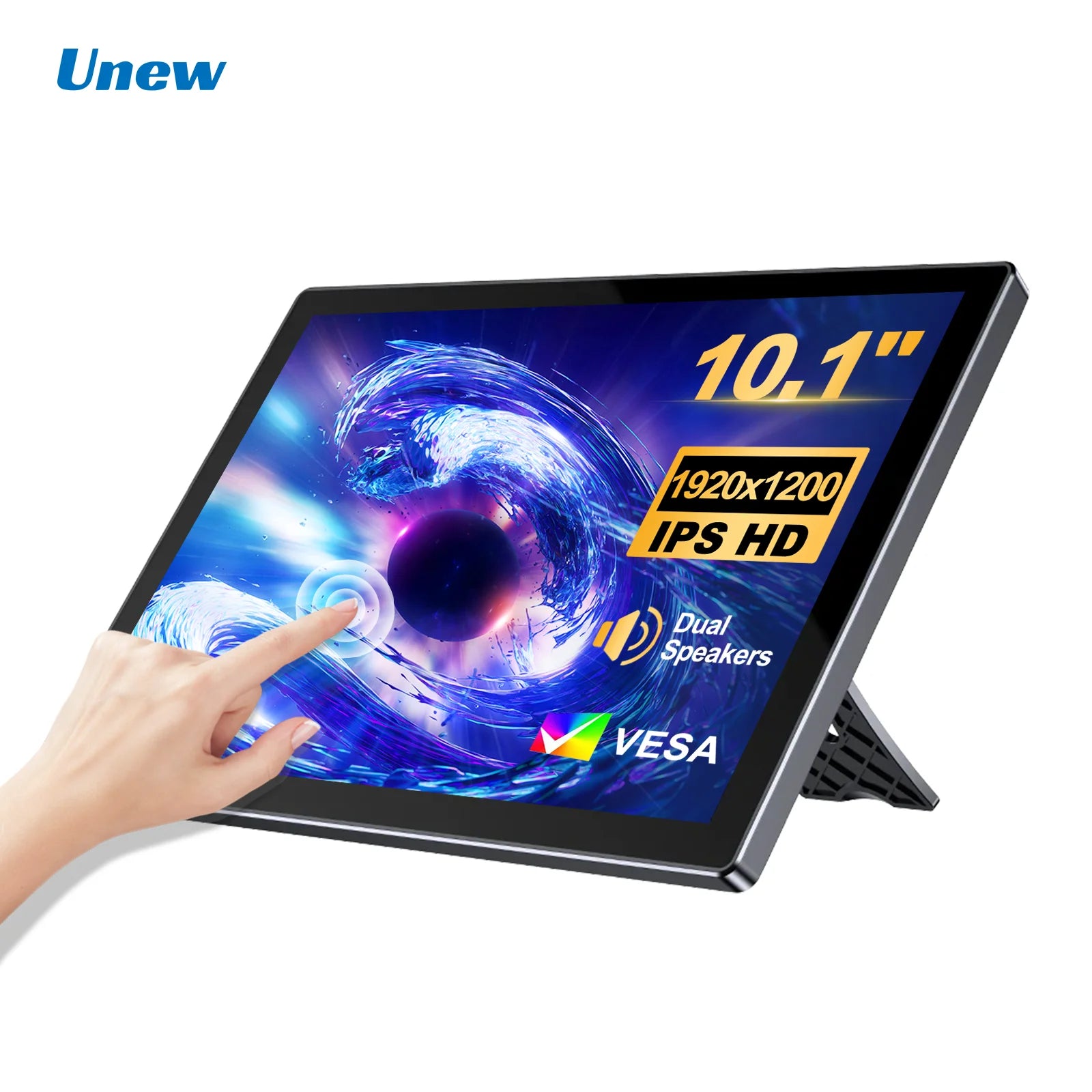 10.1" 1920×1200 5-Point Touch Portable IPS Monitor | Dual Speakers, Type-C HDMI for Car & Computer