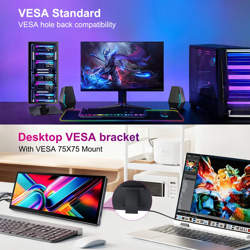 12.3 Inch Touchscreen Portable Monitor 1920x720 IPS  Display 10-Point Touch USB C HDMI Gaming Monitor For Laptop PC 8:3-5