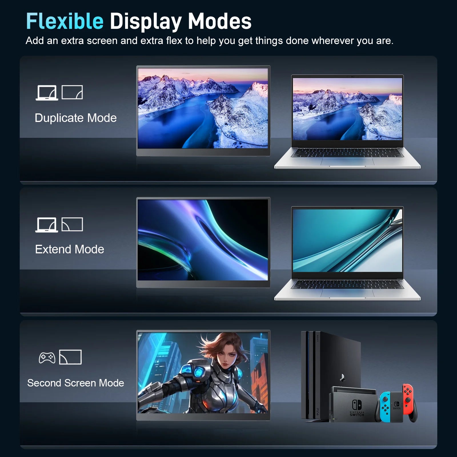 4K Portable Monitor 15.6 inch Screen 3840*2400 16:10 IPS Gaming Monitor Switch PS Xbox Teams Deck External Screen with Stand-5