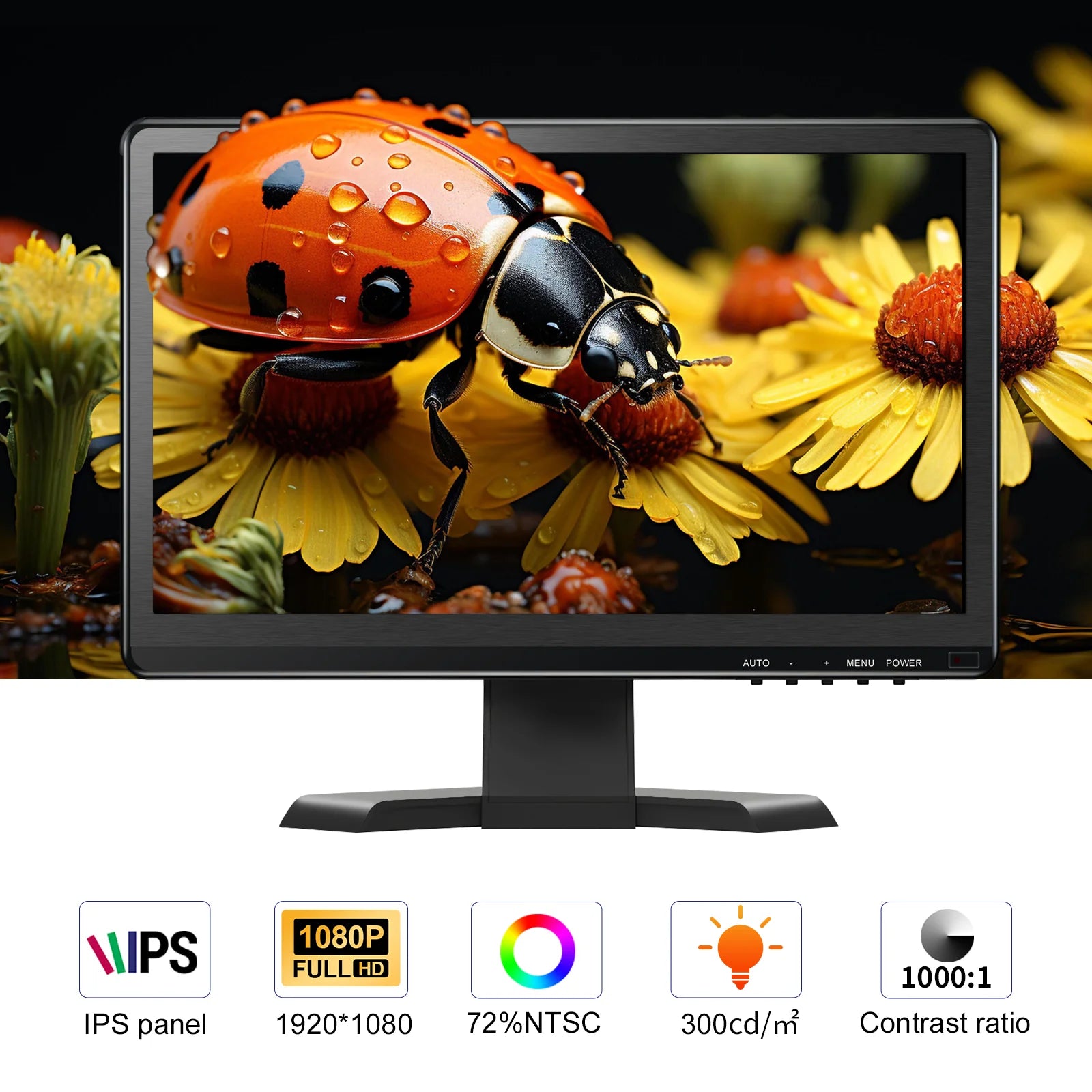 15.6 inch IPS Monitor Full HD 1920x1080 Multi-Interface HDMI VGA DVI VESA Support for Automation Control Office Meeting Gaming-2