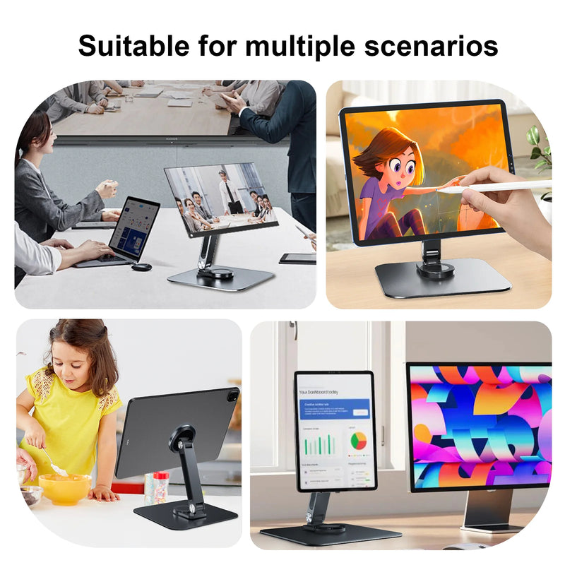 Black Magnetic Metal Stand 360° Rotatable Holder for 7-21.5 inch Portable Monitor, iPad & iPhone Displays,  Stable 3KG Bracket-5