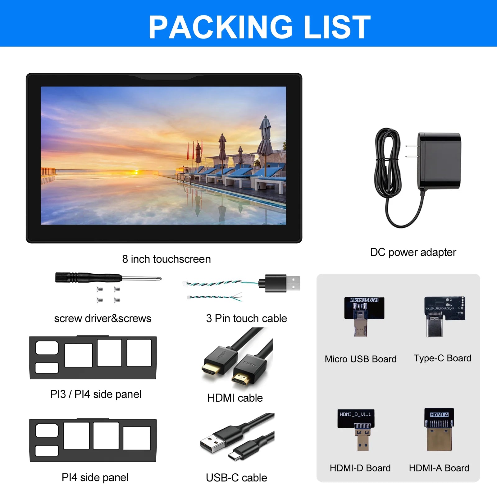 8 inch Pi Monitor 1280x800P 16:10 Widescreen Ratio HDMI Interface for Raspberry Pi DIY Projects Surveillance Display-6