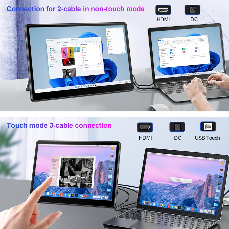 13.3 inch Touch Screen Monitor FHD 1920X1080 Suitable for Phone Laptop Inside Speaker Compatible with HDMI VGA USB Type-C-4