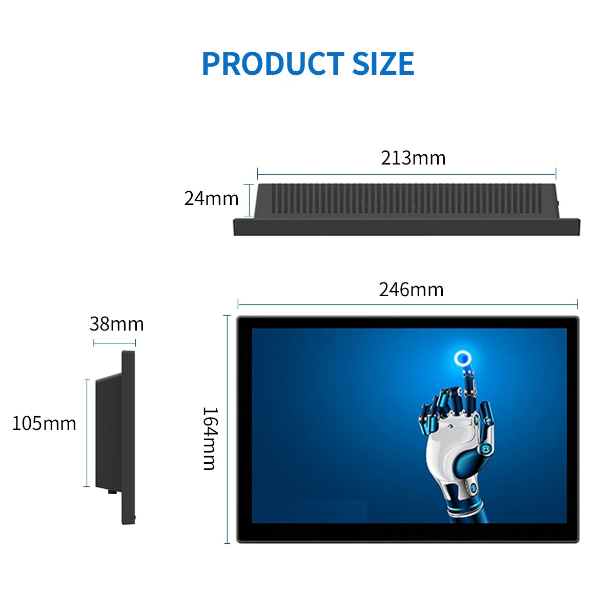 10.1 inch Monitor FHD 1280X800 Industrial Display for Office Home Monitoring Support VAG HDMI  BNC DVI With Stand Speaker-5
