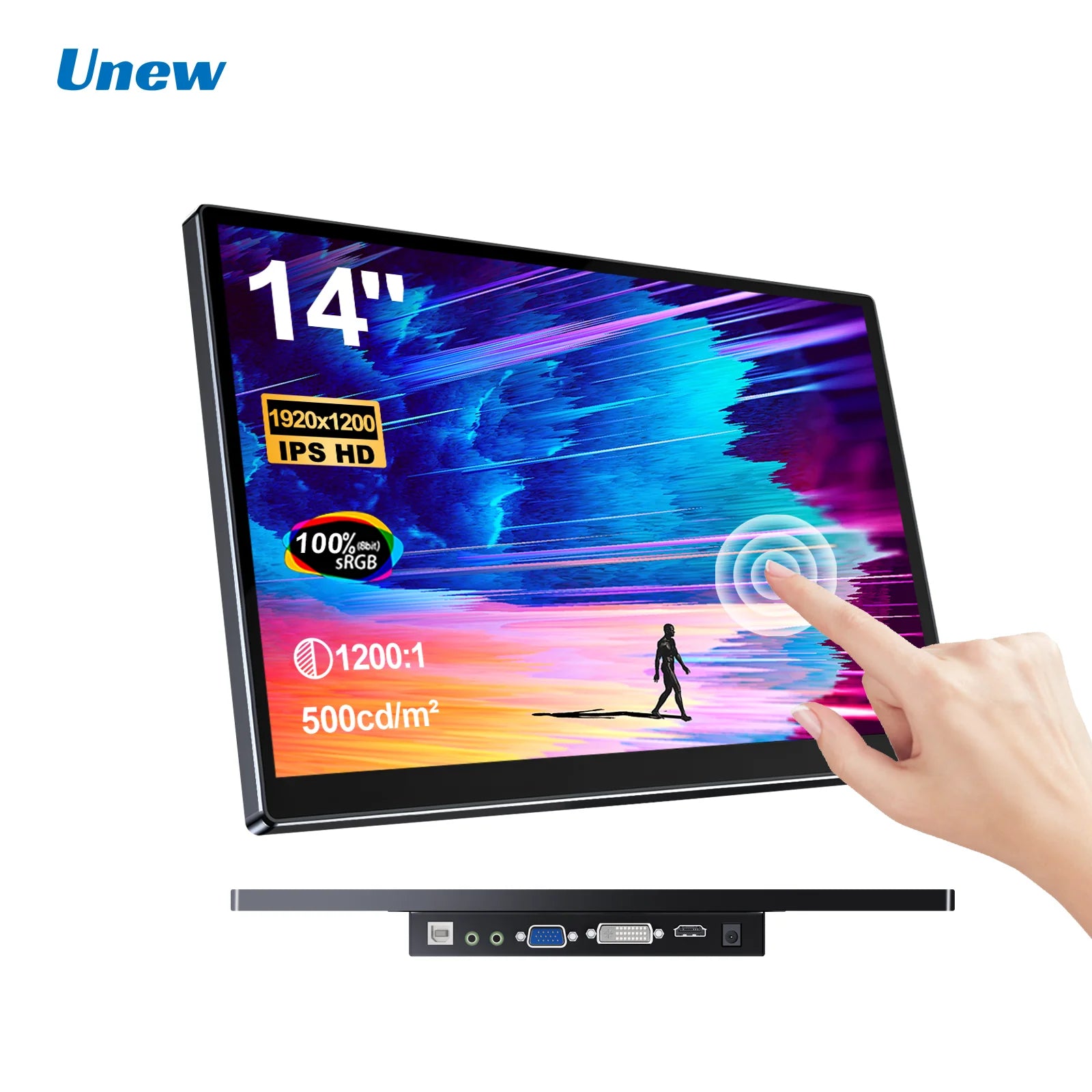 14" 1920×1200 16:10 Touch IPS Monitor | 10-Point Capacitive Touch External Screen