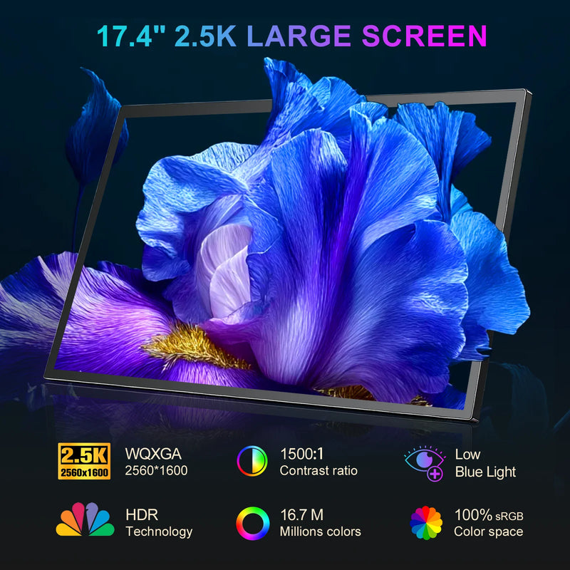 17.4" 2.5K 10-Point Touch Portable IPS Monitor | 2560×1600 16:10 VESA 75×75mm-3