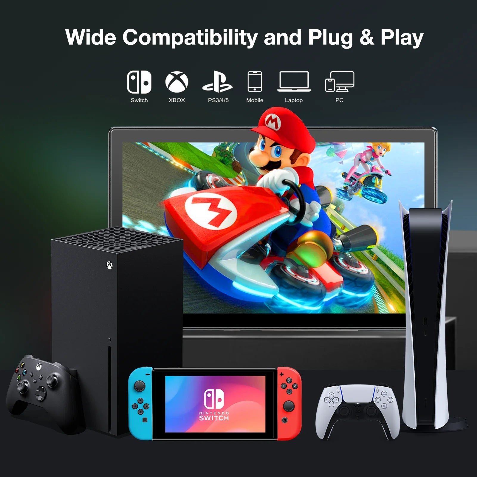 10.1 inch 1920x1200 portable Monitor, Support Typc-c/HDMI，Leather Case VESA 75*75mm, for Mobile Phone Laptops PC Car Computer-5