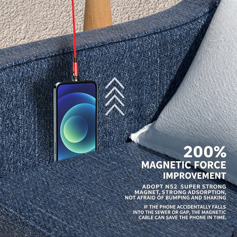 3A Magnetic Charging Cable 2-in-1 Rotating Fast Charge USB Cable 3 in 1 Type-C Lightning Micro USB Braided Wire ﻿-5
