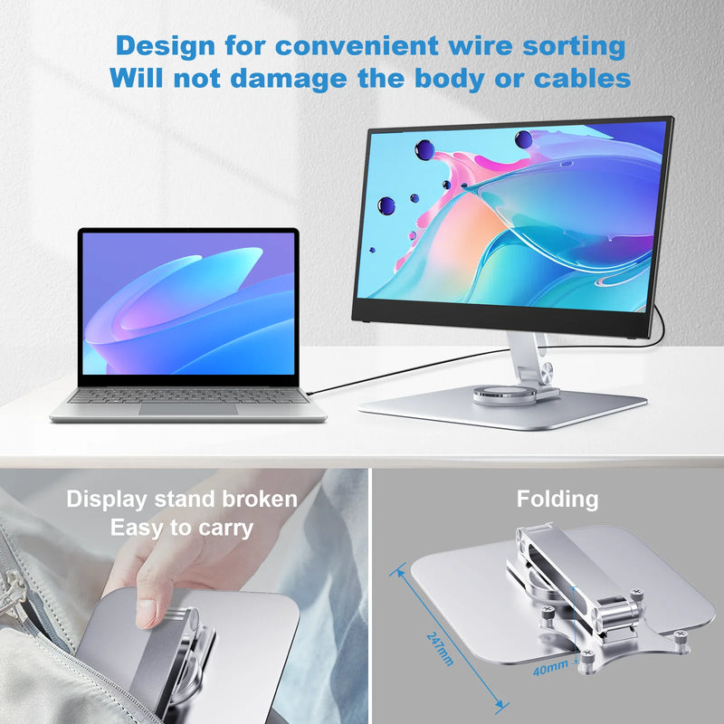 Portable monitor stand aluminum alloy desktop 360 ° rotation, VESA 75x75 suitable for M4 screws 5KG load capacity ultra stable-5