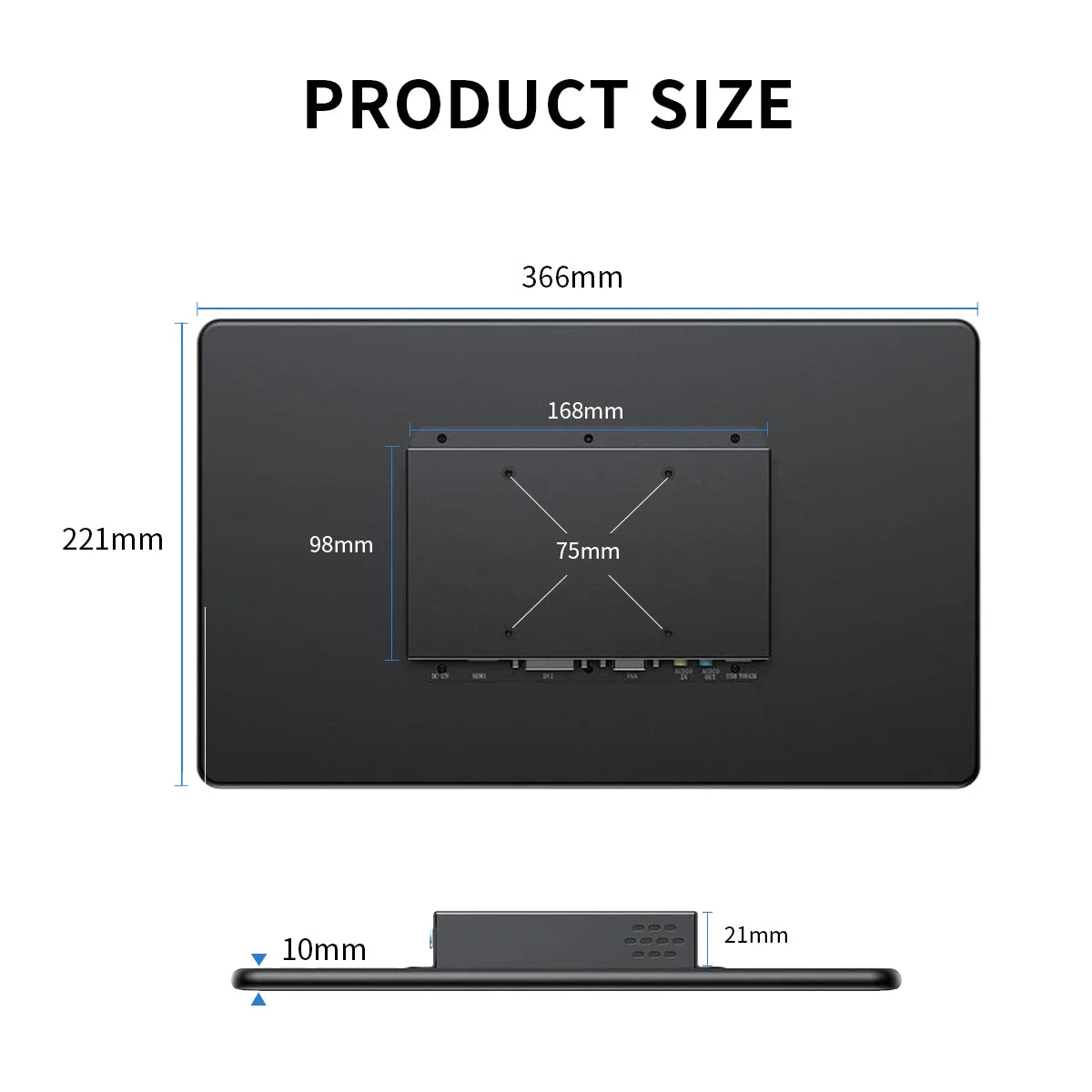 15.6 inch touch monitor display 1080P FHD 1920X1080  suitable for second monitor display supports VGA USB AV HDMI video input-4