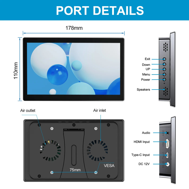7" Raspberry Pi Touch IPS Monitor | 1024×600 Full Bonding Toughened Glass Screen-5