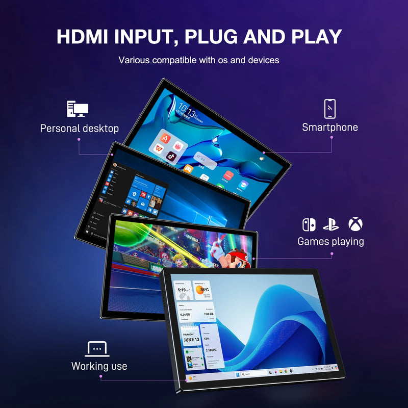 11" 2.5K Touchscreen Portable Monitor 2560x1600 IPS VESA 75*75mm 16:10 USB-C HDMI Display For Laptop Mac PC PS5 Switch-3